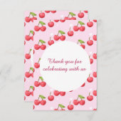 Niedlich Cherry 1. Geburtstag Party Dankeskarte (Vorne/Hinten)