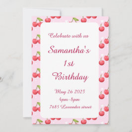 Niedlich Cherry 1. Geburtstag Party Einladung