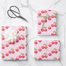 Niedlich Cherry 1. Geburtstag Party Geschenkpapier Set