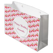 Niedlich Cherry 1. Geburtstag Party Große Geschenktüte (Rückseite Schrägansicht)