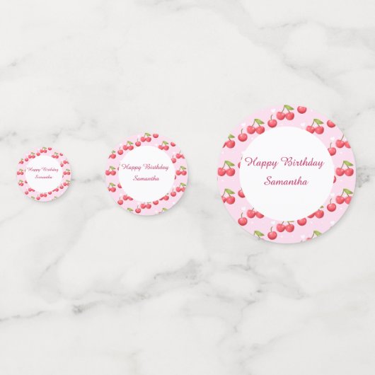 Niedlich Cherry 1. Geburtstag Party Konfetti (Rückseiten)