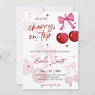 Niedlich Cherry auf Top Baby Dusche Party Einladun Einladung