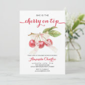 Niedlich Cherry auf Top Girl Dusche Einladung (Stehend Vorderseite)