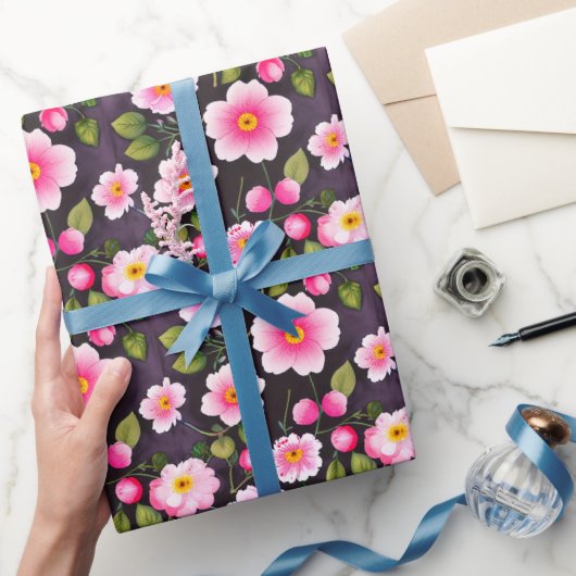 Niedlich Cherry Blume rot, blau, gelb Geschenkpapier (Schenken)