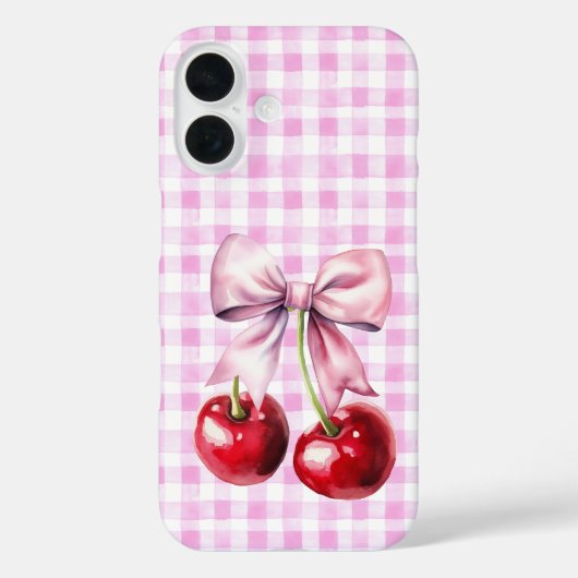 Niedlich Cherry Coquette Bow Pink Gingham Case-Mate iPhone Hülle (Rückseite)
