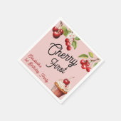 Niedlich Cherry First Girly Birthday Pink Serviette (Ecke)