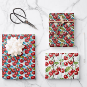 Niedlich Cherry Themenmuster Geburtstag Geschenkpapier Set