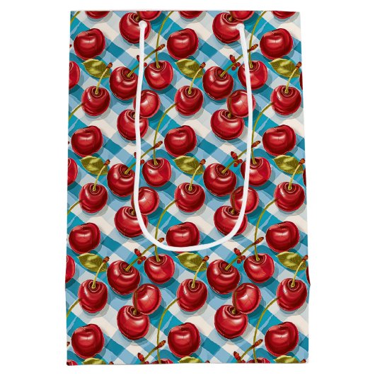 Niedlich Cherry Themenmuster Geburtstag Mittlere Geschenktüte (Rückseite)