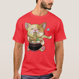 Niedlich Chibi Anime Manga Cats Ramen Lover T-Shirt