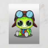 Niedlich Chibi Aviator Turtle Postkarte (Vorderseite)
