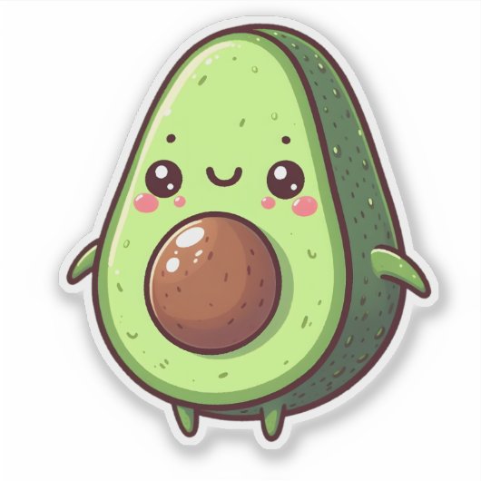 Niedlich Chibi Avocado Aufkleber (Vorderseite)