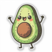 Niedlich Chibi Avocado Aufkleber (Vorderseite)