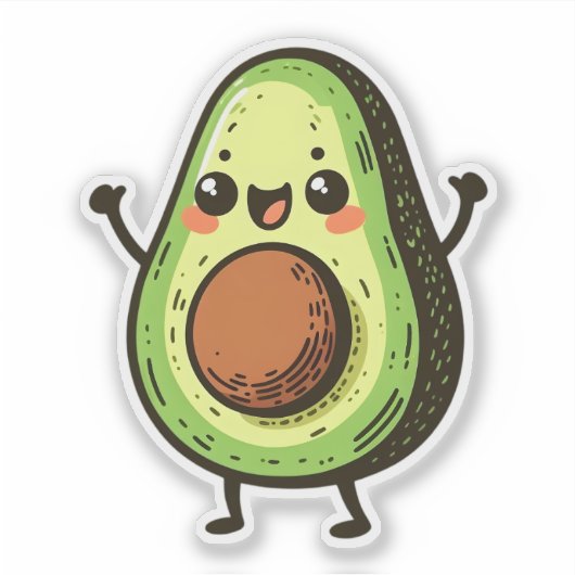 Niedlich Chibi Avocado Aufkleber (Vorderseite)
