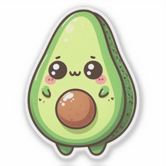Niedlich Chibi Avocado Aufkleber (Vorderseite)
