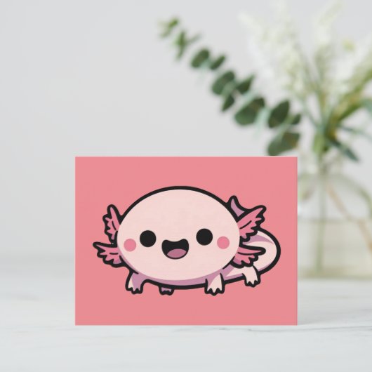 Niedlich Chibi Axolotl Postkarte (Stehend Vorderseite)