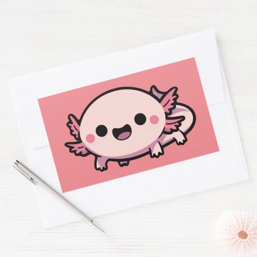 Niedlich Chibi Axolotl Rechteckiger Aufkleber (Umschlag)