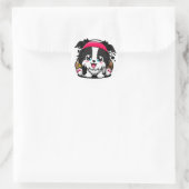 Niedlich Chibi Border Collie Puppy Runder Aufkleber (Tasche)