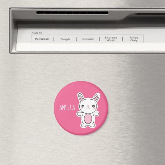 Niedlich Chibi Bunny Pink Personalisiert Magnet (In Situ (Geschirrspüler))