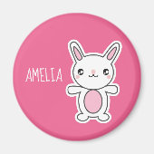 Niedlich Chibi Bunny Pink Personalisiert Magnet (Vorne)