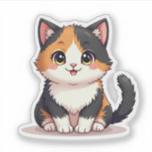 Niedlich Chibi Calico Cat - Pastelaufkleber Aufkleber (Vorderseite)