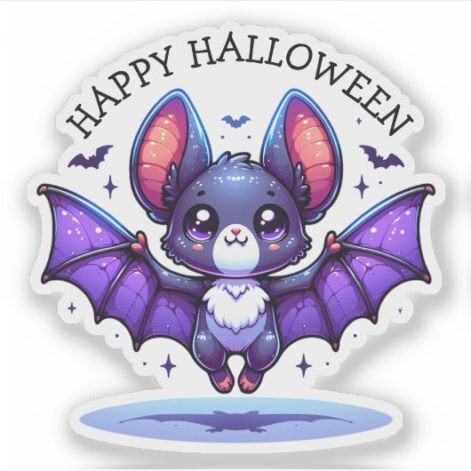 Niedlich Chibi Cartoon Bat Halloween Aufkleber (Vorderseite)