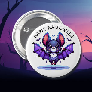 Niedlich Chibi Cartoon Bat Halloween Button