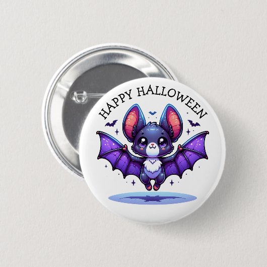Niedlich Chibi Cartoon Bat Halloween Button (Vorne & Hinten)