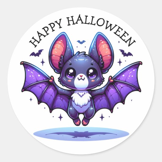 Niedlich Chibi Cartoon Bat Halloween Runder Aufkleber (Vorderseite)