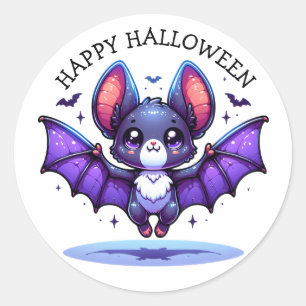 Niedlich Chibi Cartoon Bat Halloween Runder Aufkleber
