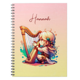 Niedlich Chibi Girl Playing Harp Personalisiert Notizblock