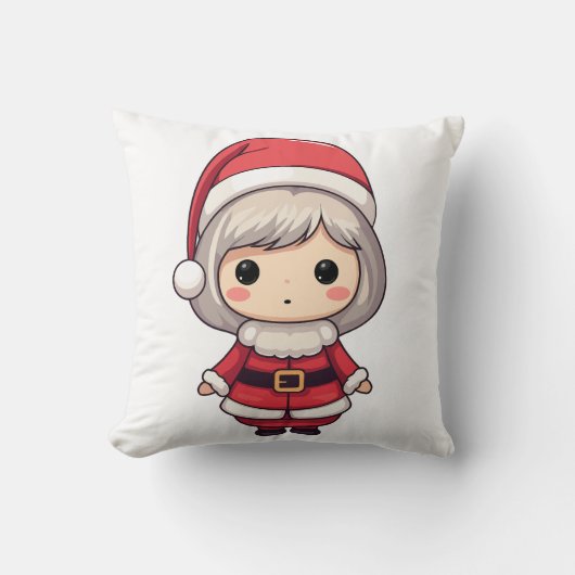 Niedlich Chibi Mrs. Claus Character Kissen (Vorderseite)