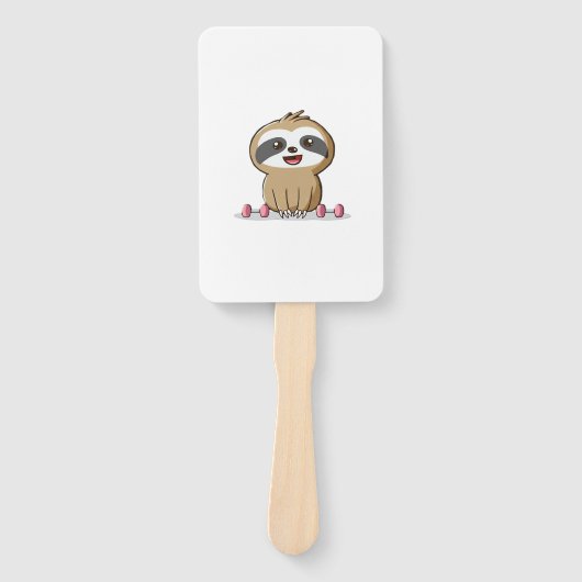 Niedlich Chibi Sloth Workout � Funny Kawaii Gym Ti Fächer (Vorderseite)