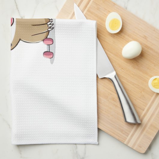 Niedlich Chibi Sloth Workout � Funny Kawaii Gym Ti Geschirrtuch (Viertel Falte)