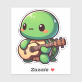 Niedlich Chibi Turtle Playing Guitar Aufkleber (Blatt)