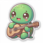 Niedlich Chibi Turtle Playing Guitar Aufkleber (Vorderseite)