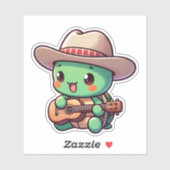 Niedlich Chibi Turtle Playing Guitar Aufkleber (Blatt)