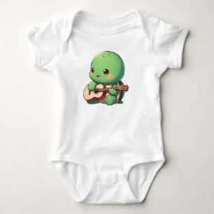 Niedlich Chibi Turtle Playing Guitar Baby Strampler