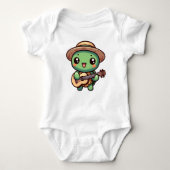 Niedlich Chibi Turtle Playing Guitar Baby Strampler (Vorderseite)