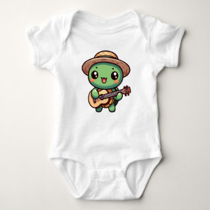 Niedlich Chibi Turtle Playing Guitar Baby Strampler