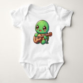 Niedlich Chibi Turtle Playing Guitar Baby Strampler (Vorderseite)