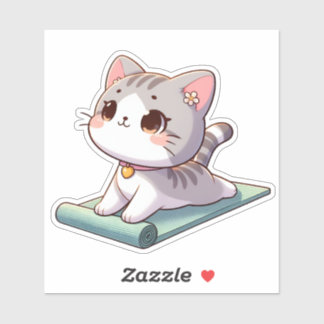 Niedlich Chibi Yoga Cat Aufkleber