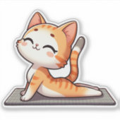 Niedlich Chibi Yoga Cat Aufkleber (Vorderseite)