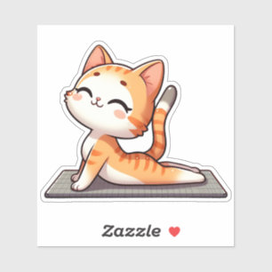 Niedlich Chibi Yoga Cat Aufkleber