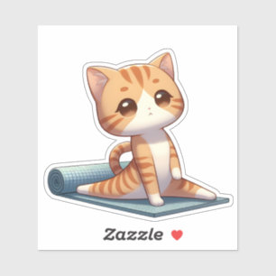 Niedlich Chibi Yoga Cat Aufkleber