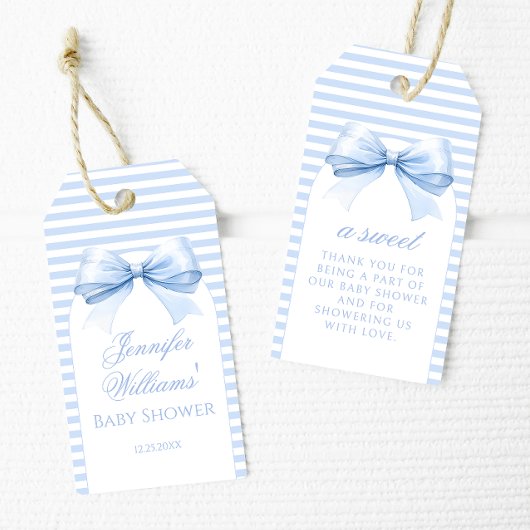 Niedlich Chic Blue Bow Baby Boy Dusche Vielen Dank Geschenkanhänger
