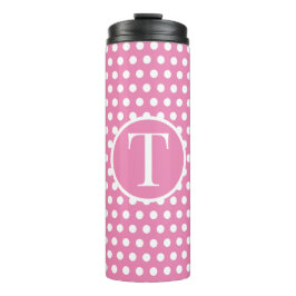 Niedlich Chic Classic Pink Polka Dots Anfangsbuchs Thermosbecher