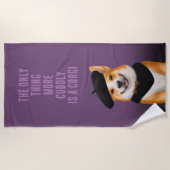 Niedlich Chic Corgi Dog Wearing Beret & Bandana Strandtuch (Vorderseite)