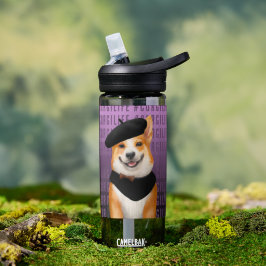 Niedlich Chic Corgi Dog Wearing Beret & Bandana Trinkflasche