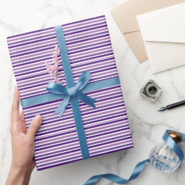 Niedlich Chic Einfache Lila und weiße Streifen Geschenkpapier