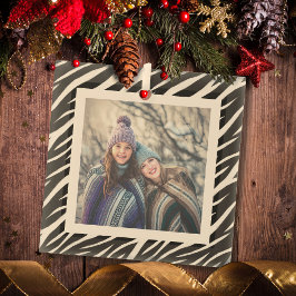 Niedlich Chic Foto Schwarz-weiß Zebra Custom Weihn Ornament Aus Glas